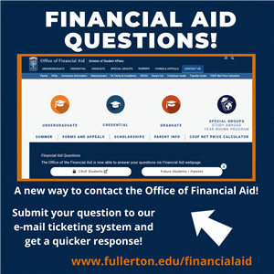 Financial aid image "submit your question to our ticketing system and get a quicker response"
